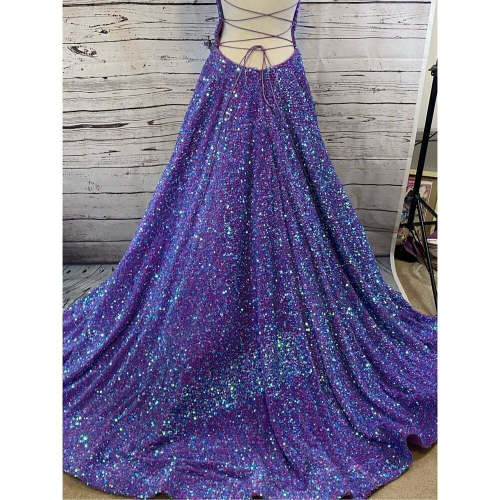Amarra Sequin Purple Formal Gown Size 6 - Picture 13 of 16